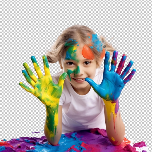 Happy children with hand painting splash