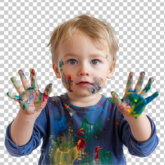 PSD happy children with hand painting splash