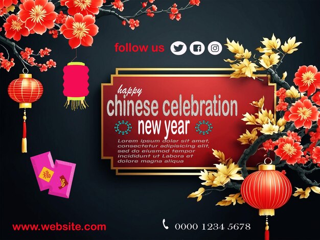 Happy chinese banner design template