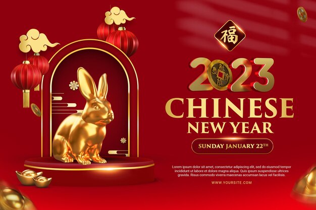 Happy chinese new year 2023 year of the rabbit social media greeting