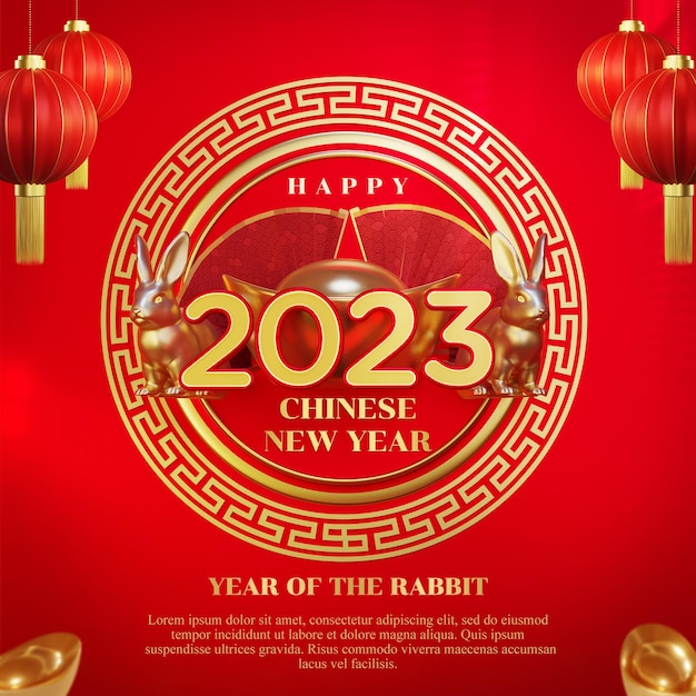 Happy chinese new year 2023 year of the rabbit social media greeting