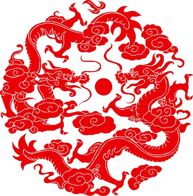 PSD buon anno nuovo cinese 2024 segno zodiacale anno del drago rosso