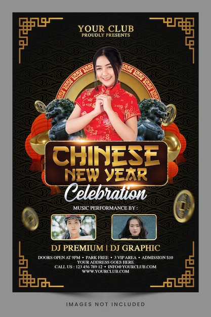 PSD happy chinese new year celebration party promotion or social media post