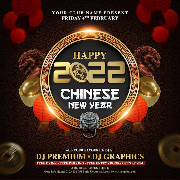 Happy chinese new year celebration party promotion or social media post