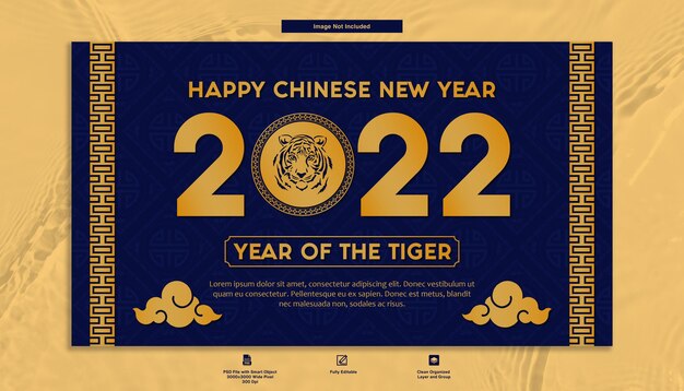 Happy chinese new year greeting banner minimalist template design