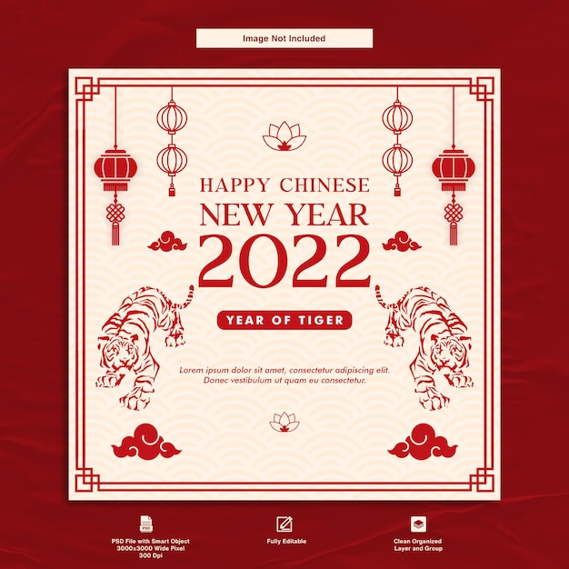 Happy chinese new year greeting instagram post minimalist theme