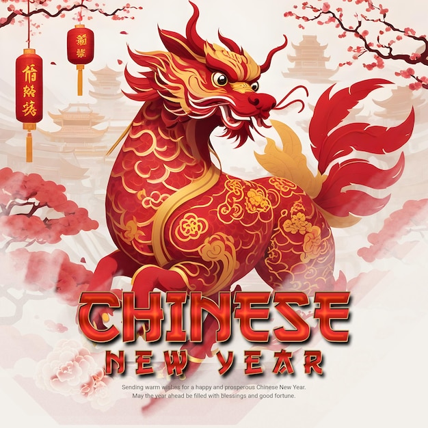 Happy chinese new year social media post template banner