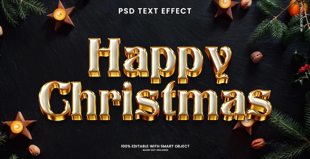 Счастливого рождества 3d шаблон текстового эффекта