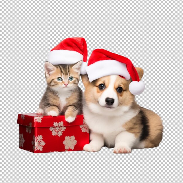 PSD happy christmas cute dog and cat