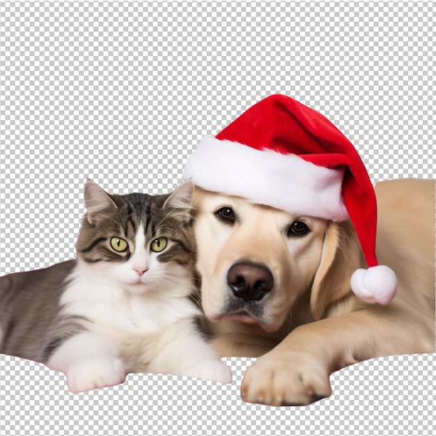 Happy christmas cute dog and cat