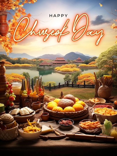 PSD happy chuseok social media post poster design