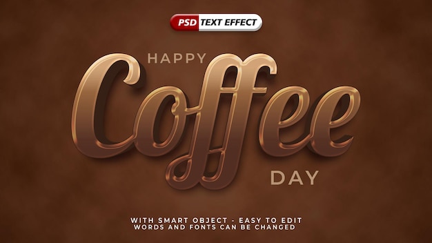 PSD happy coffee day text effect 3d style