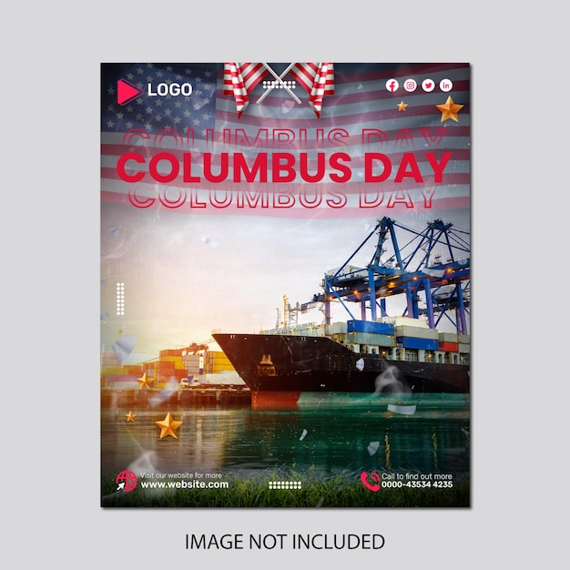 PSD happy columbus day celebration promotion template design