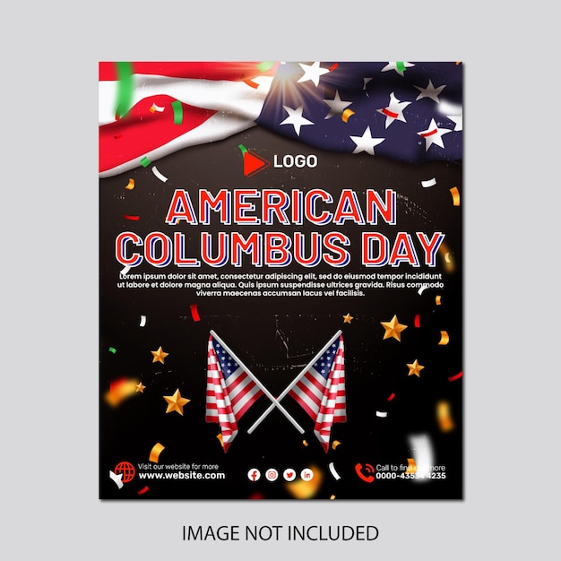 Happy columbus day with social media post banner template luxury
