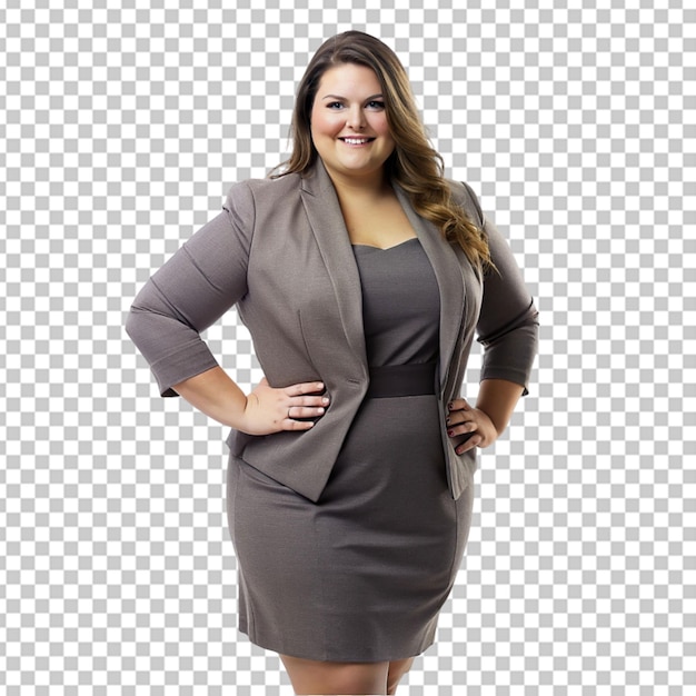 Happy confident plus size businesswoman