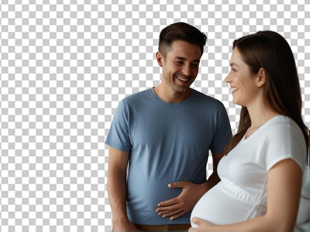 PSD Счастливая пара чувствует движения живота будущей матери