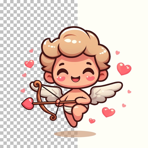 PSD happy cupid valentine love heart vector illustration