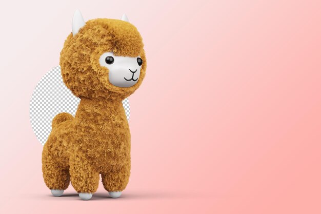 PSD felice carino alpaca rendering 3d illustrazione