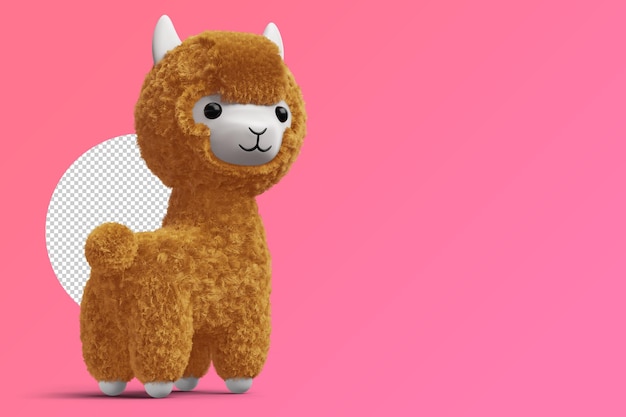 PSD felice carino alpaca rendering 3d illustrazione