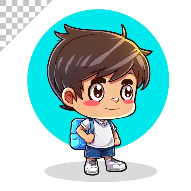 PSD happy cute kid boy ready to go to school