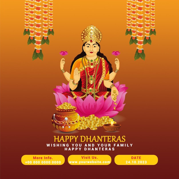 Happy dhanteras celebration banner template