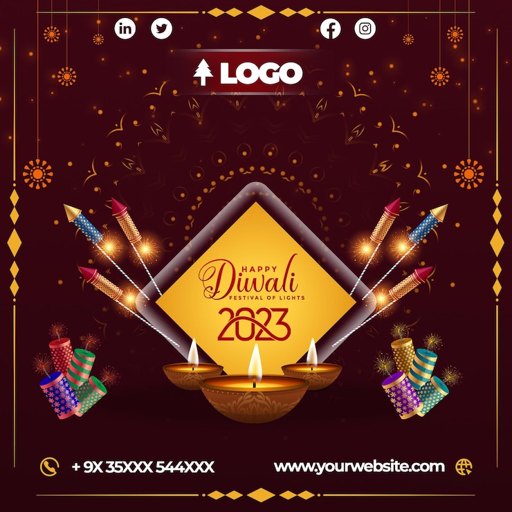 PSD happy diwali 2023 social media posts november template deepawali poster