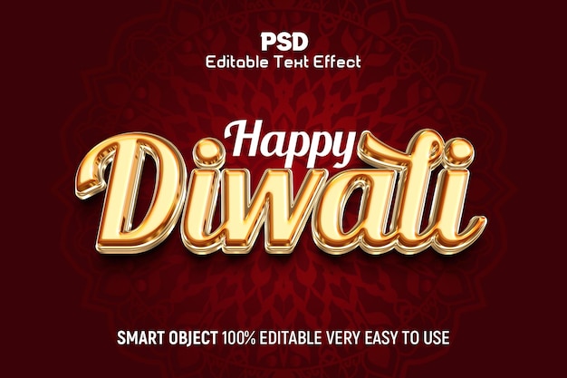 PSD happy diwali 3d editable text effect style