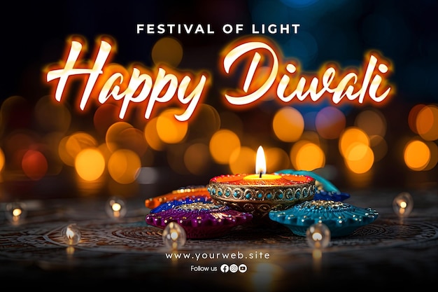 PSD happy diwali background and diwali banner