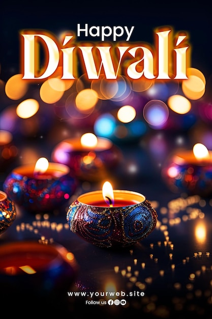 PSD sfondo felice diwali e poster diwali