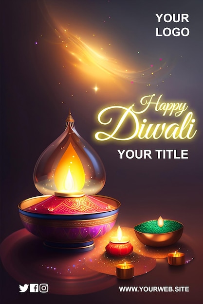 Happy diwali background psd template