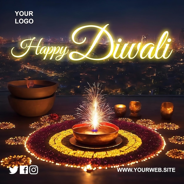 PSD happy diwali background