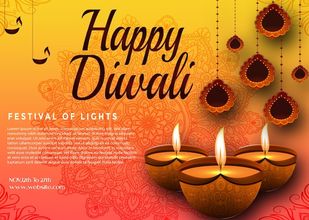 Happy diwali celebration flyer template