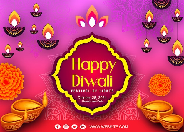 PSD happy diwali celebration flyer template