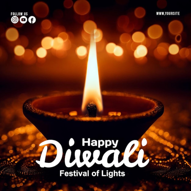 PSD happy diwali decorative background