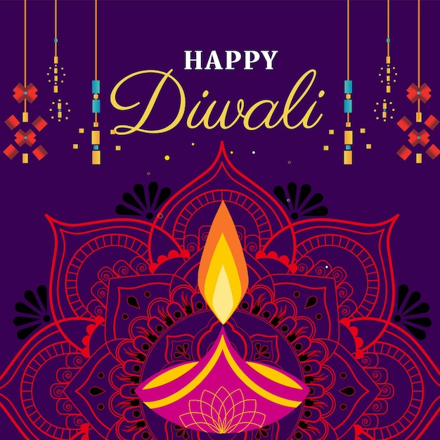 PSD happy diwali festival celebration beautiful greeting card elegant design vector