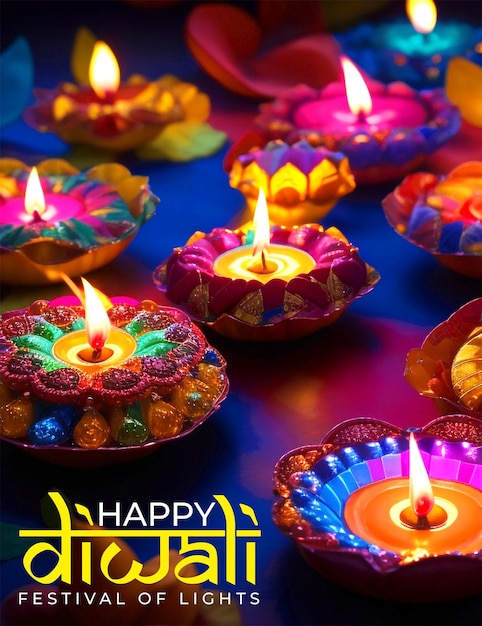 Happy diwali festival elegant banner Happy diwali indian festival background with candles