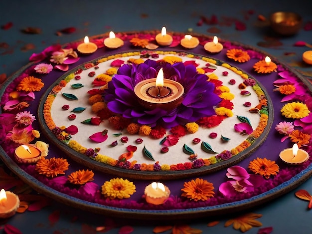 PSD happy diwali festival flower design