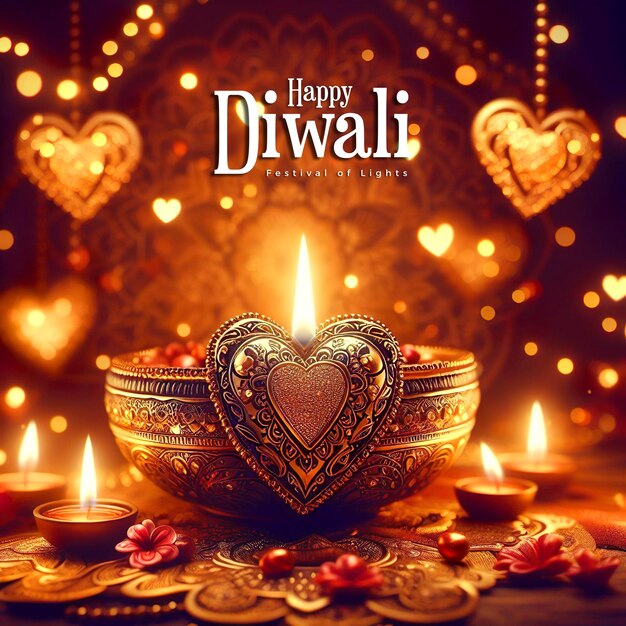 PSD happy diwali festival of lights background design