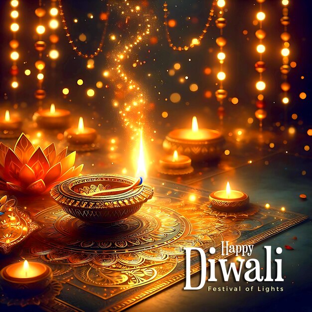 Happy diwali festival of lights background design