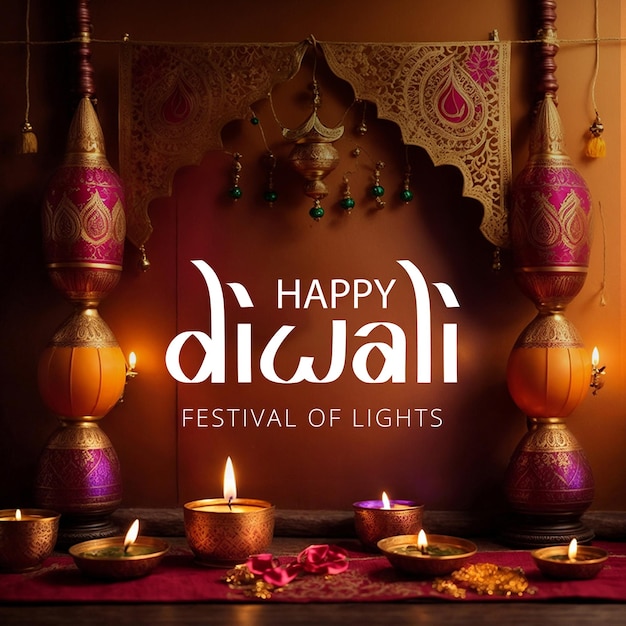 PSD happy diwali festival of lights template design