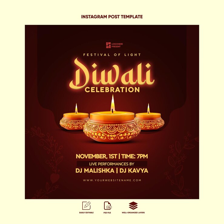 PSD happy diwali flyer template psd
