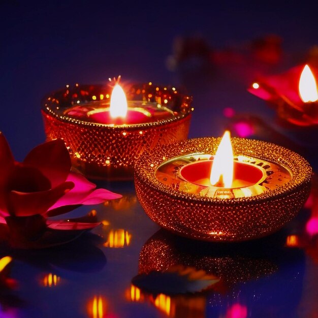 Happy diwali indian festival background with candles diwali day happy diwali day