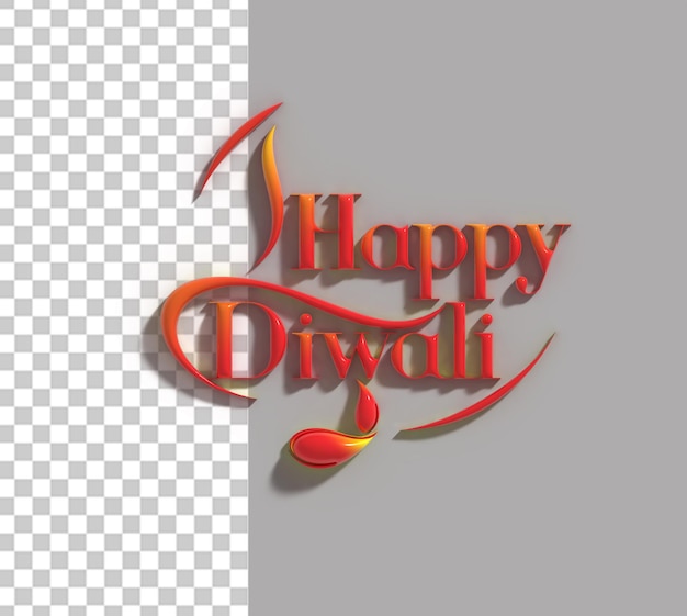 PSD happy diwali lettering 3d line art design trasparente del carattere psd