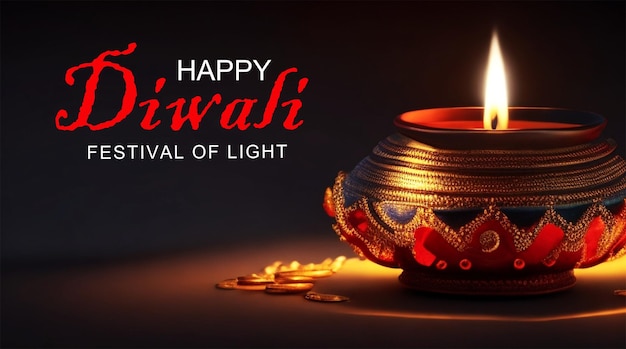 PSD happy diwali light of festival background design