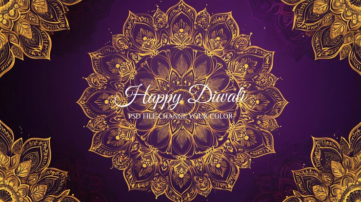 PSD happy diwali luxury background psd