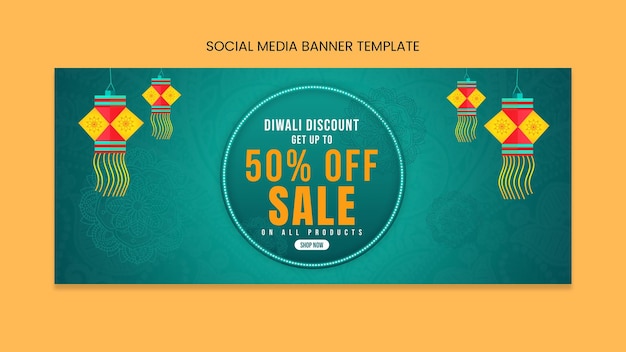 Happy Diwali Sale Social Media Banner en Sjabloon