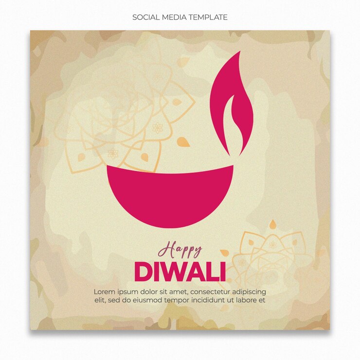 PSD happy diwali social media template for instagram post feed