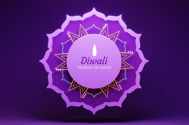 Happy Diwali with mandala colorful greeting card