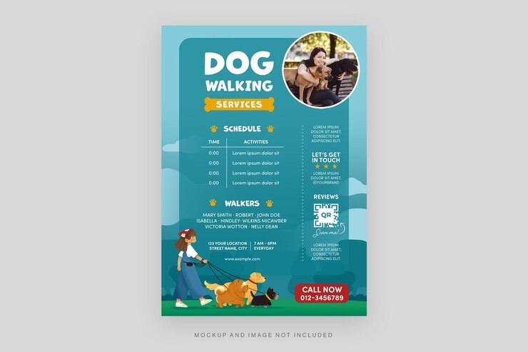 Шаблон флаера Happy Dog Walking в PSD V2