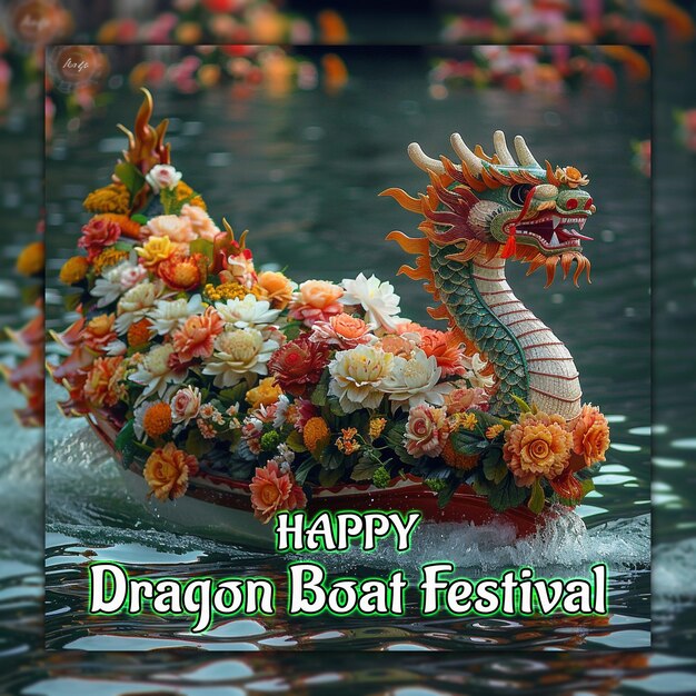 PSD happy dragon boat festival chinese celebration dragon boat zongzi for social media design